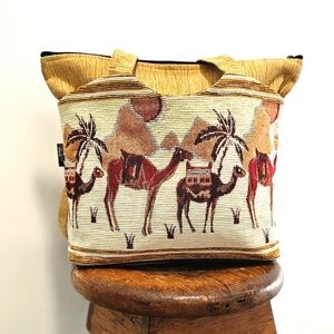 La Turca crossbody tapestry tote bag.